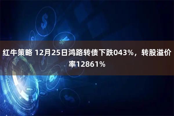红牛策略 12月25日鸿路转债下跌043%，转股溢价率12861%